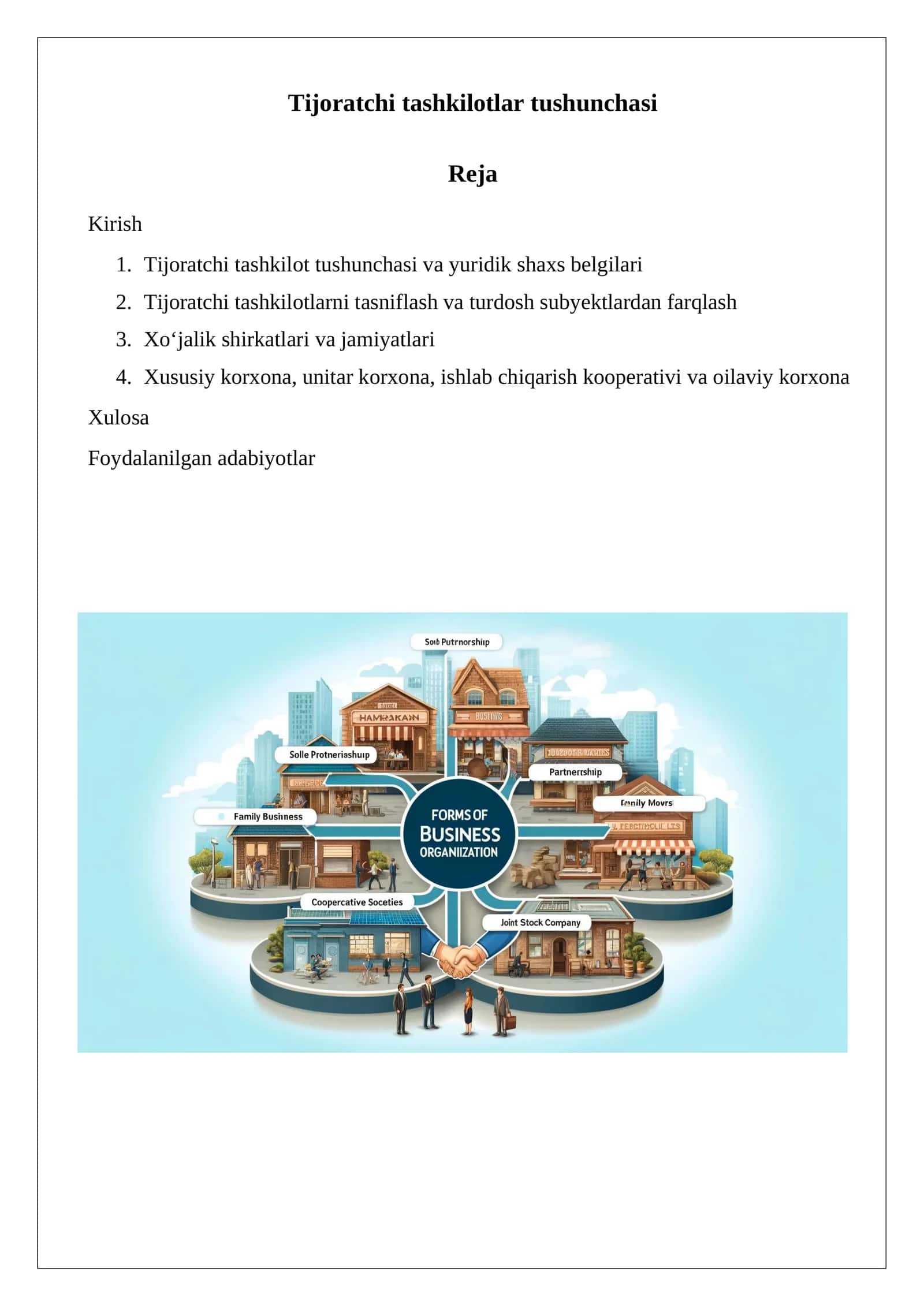 Tijoratchi tashkilotlar tushunchasi 1