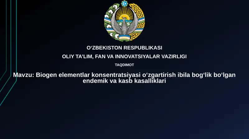 Biogenelementlar konsentratsiyasini o'zgartirish va kasalliklar 1