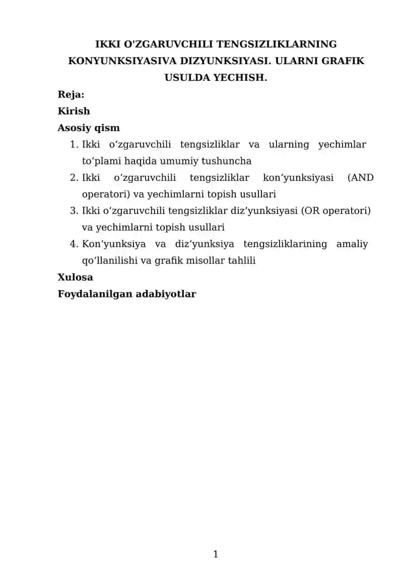 Ikki O'zgaruvchili Tengsizliklar