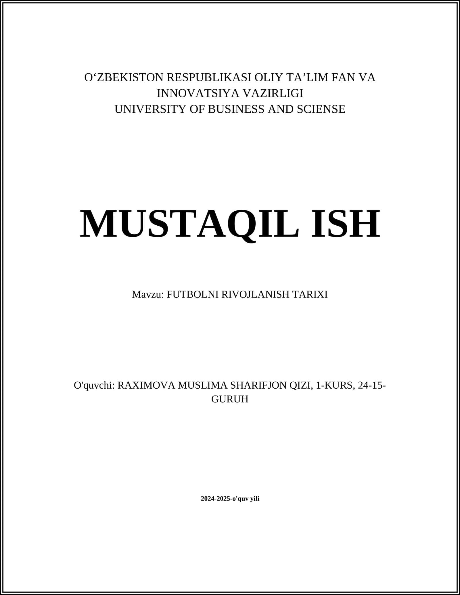 FUTBOLNI RIVOJLANISH TARIXI 1