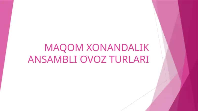 MAQOM XONANDALIK ANSAMBLI OVOZ TURLARI 1