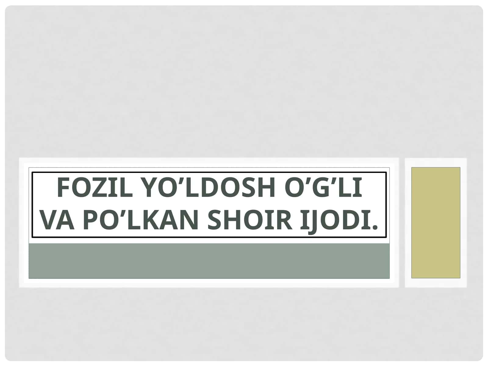 FOZIL YO’LDOSHo’g’livaPO’LKANshoirijodi 1