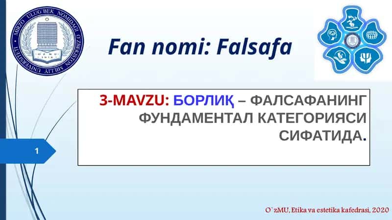 БОРЛИҚ– ФАЛСАФАНИНГ ФУНДАМЕНТАЛ КАТЕГОРИЯСИ СИФАТИДА 1