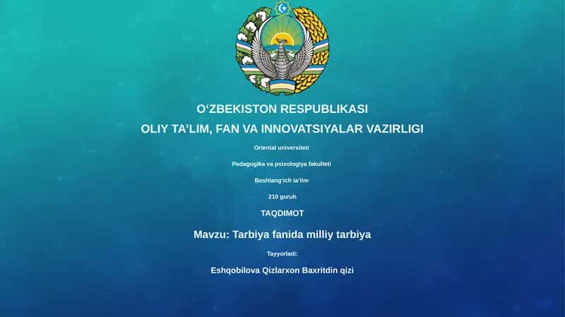 Milliy ta’limning asosiy tamoyillari va vazifalari 1