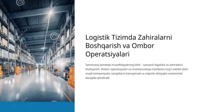 Logistik Tizimda Zahiralarni Boshqarish va Ombor Operatsiyalari 1