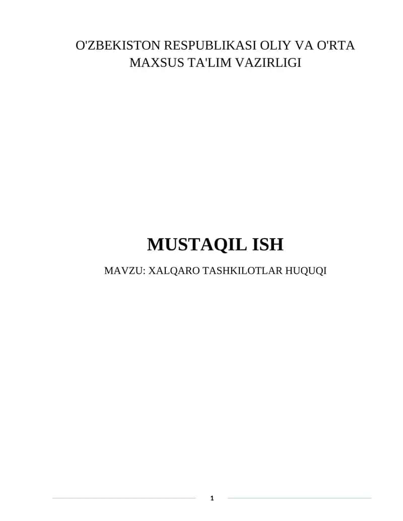 XALQARO TASHKILOTLAR HUQUQI 1