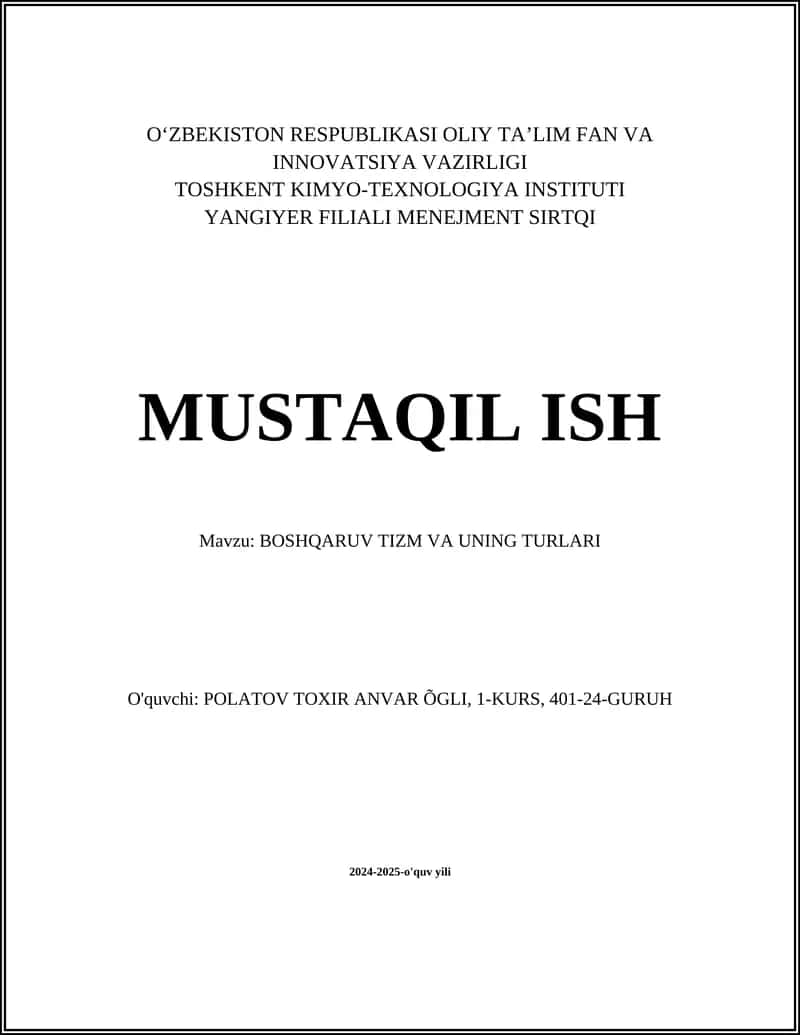 BOSHQARUV TIZM VA UNING TURLARI 1