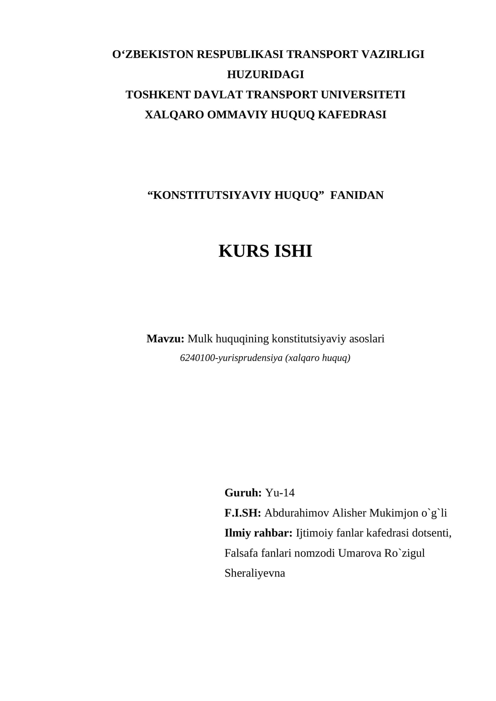 Mulk huquqining konstitutsiyaviy asoslari 1