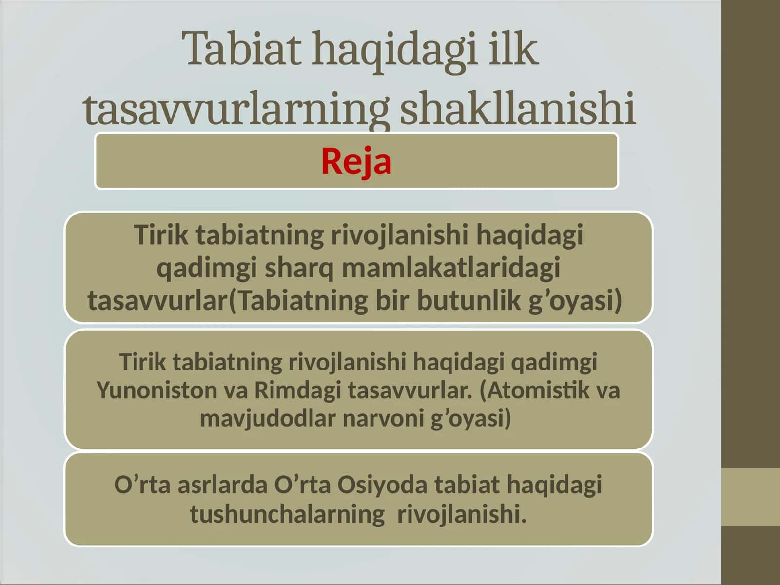 Tabiat haqidagi ilk tasavvurlarning shakllanishi 1
