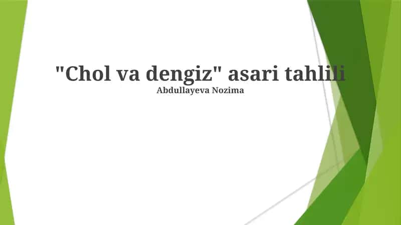 "Chol va Dengiz" asari tahlili 1