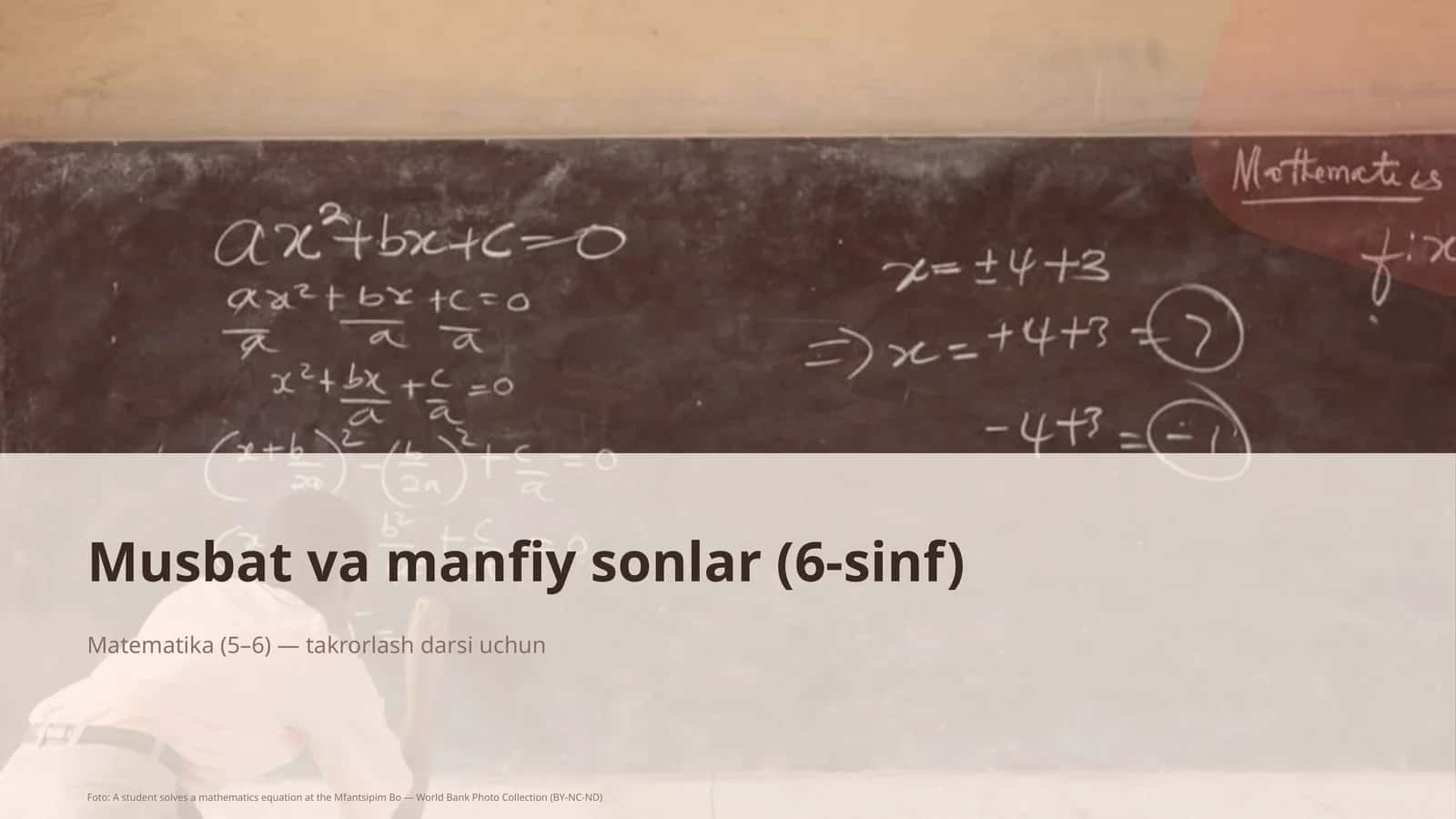 Musbat va manfiy sonlar (6-sinf) 1