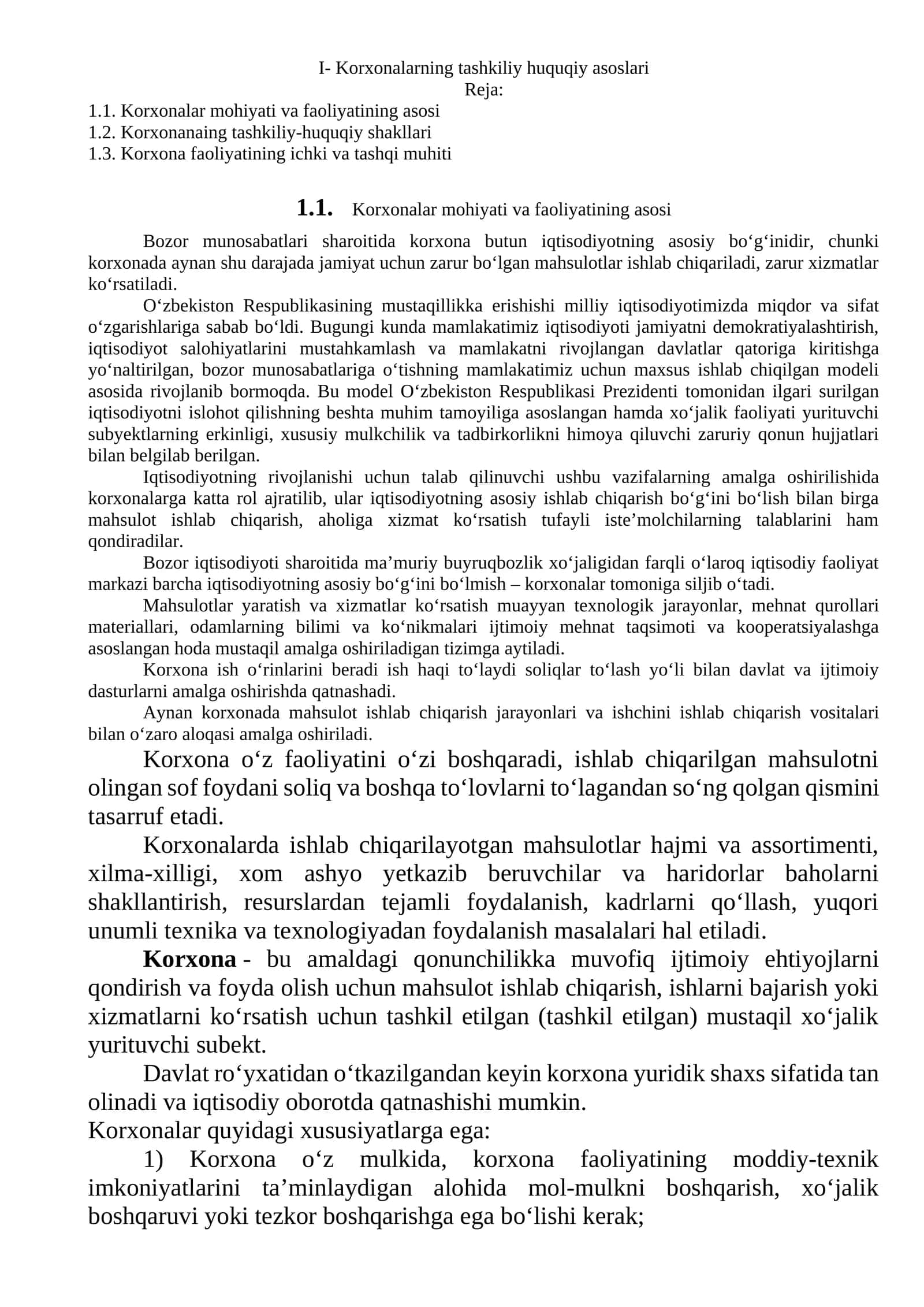 Korxonalarning tashkiliy huquqiy asoslari 1