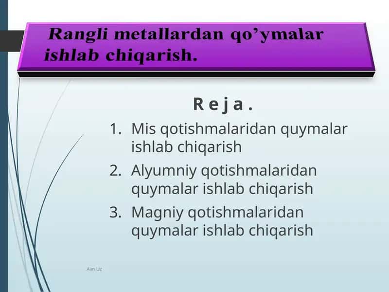 Mis qоtishmаlаridаn quymаlаr ishlаb chiqаrish 1
