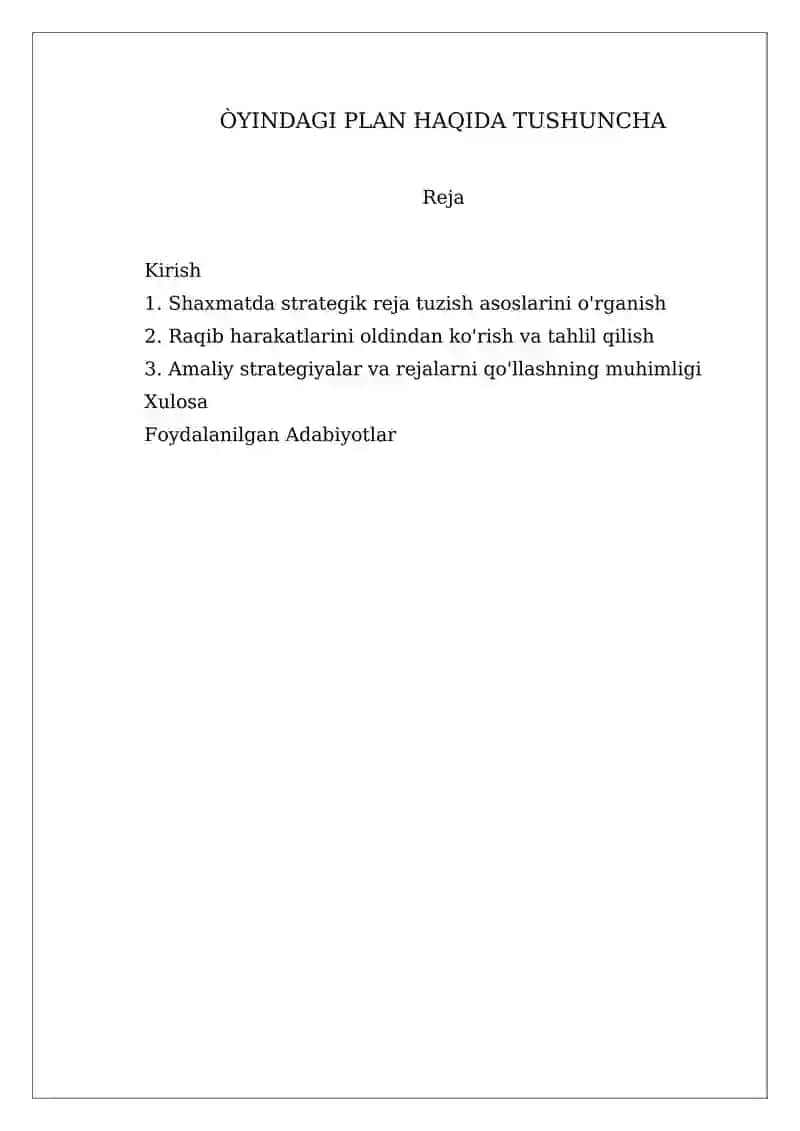 Shaxmat reja tuzish