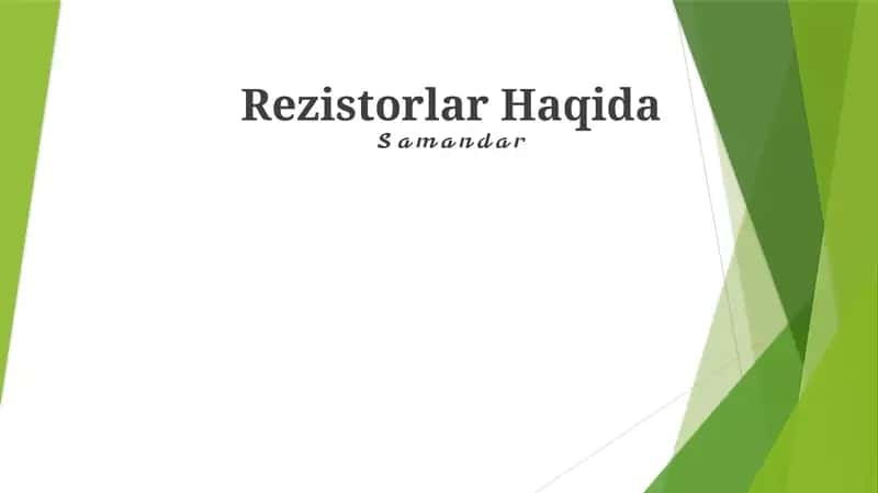 Rezistorlar Haqida 1