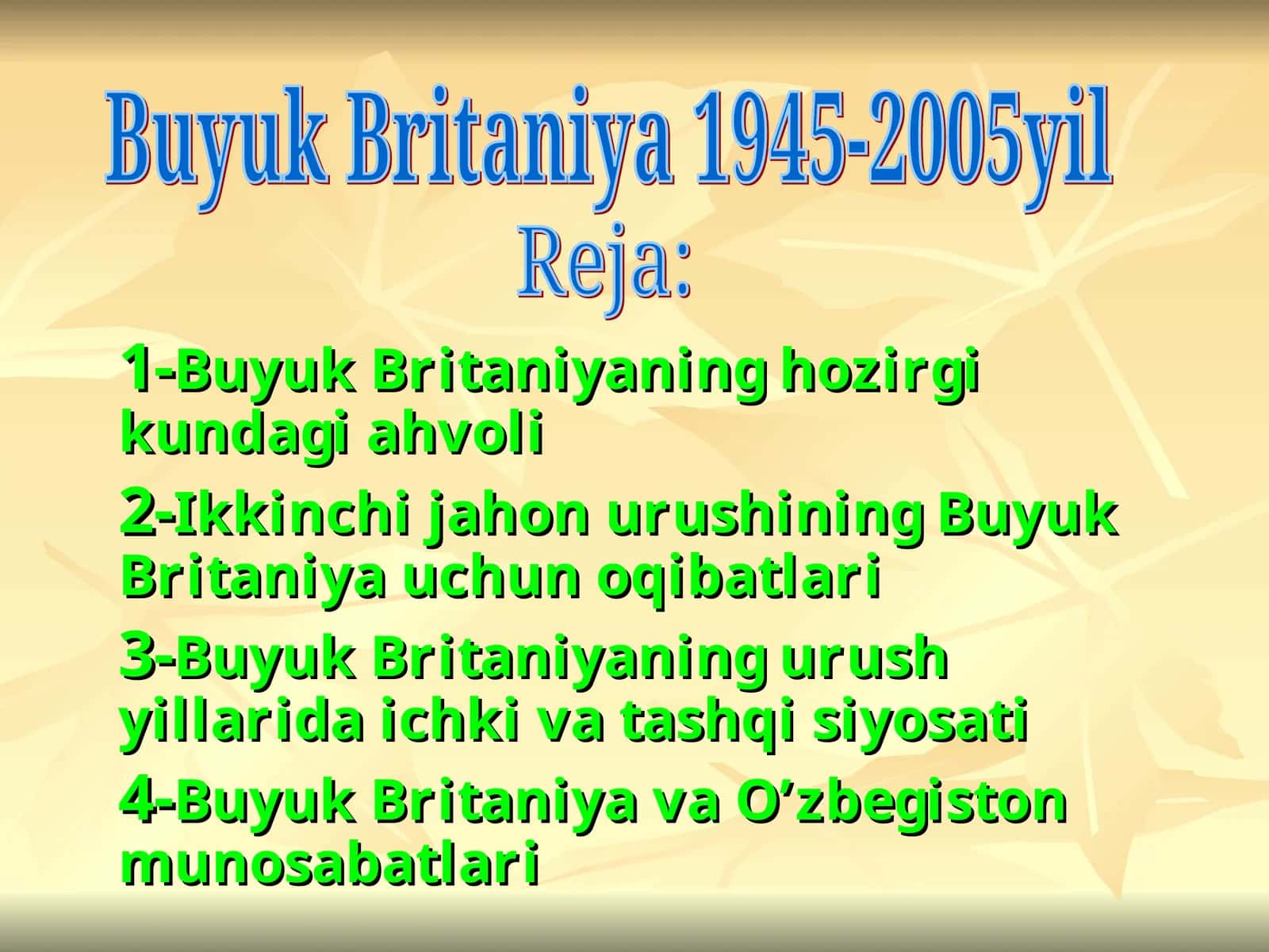 Buyuk Britaniya Yangiliklari 1