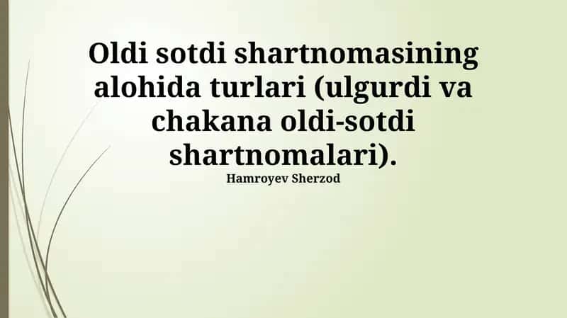 Chakana Savdo-Sotib Olmoq Shartnomalari 1