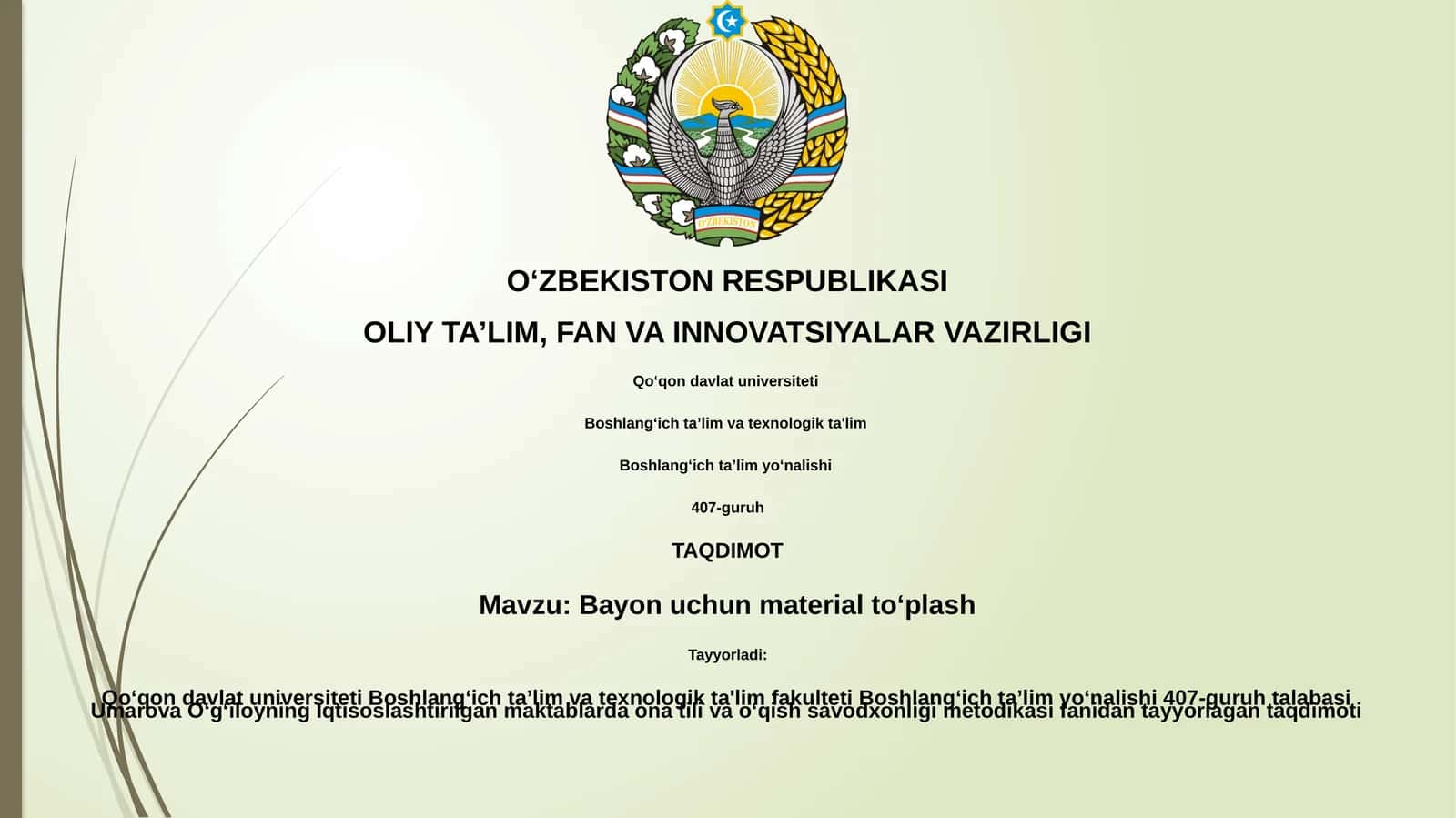 Bayon uchun material toʻplash 1