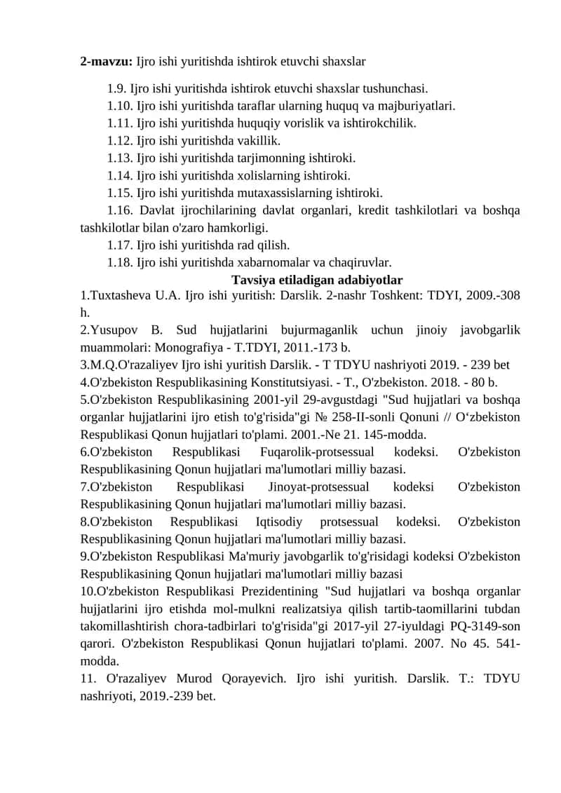 Ijro ishi yuritish 1