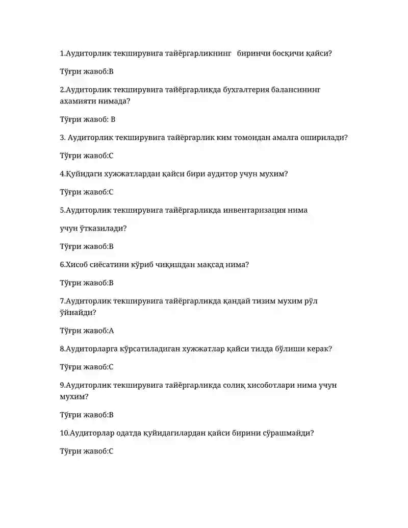 Аудиторлик текширувига тайёргарлик