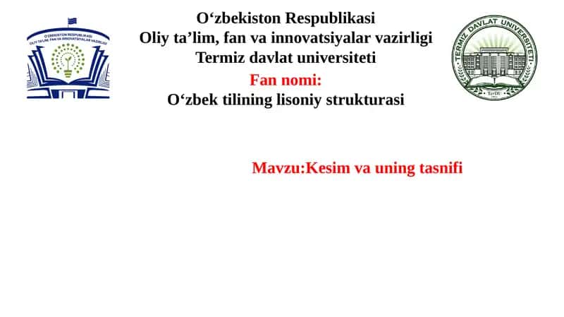 Kesim va uning tasnifi 1