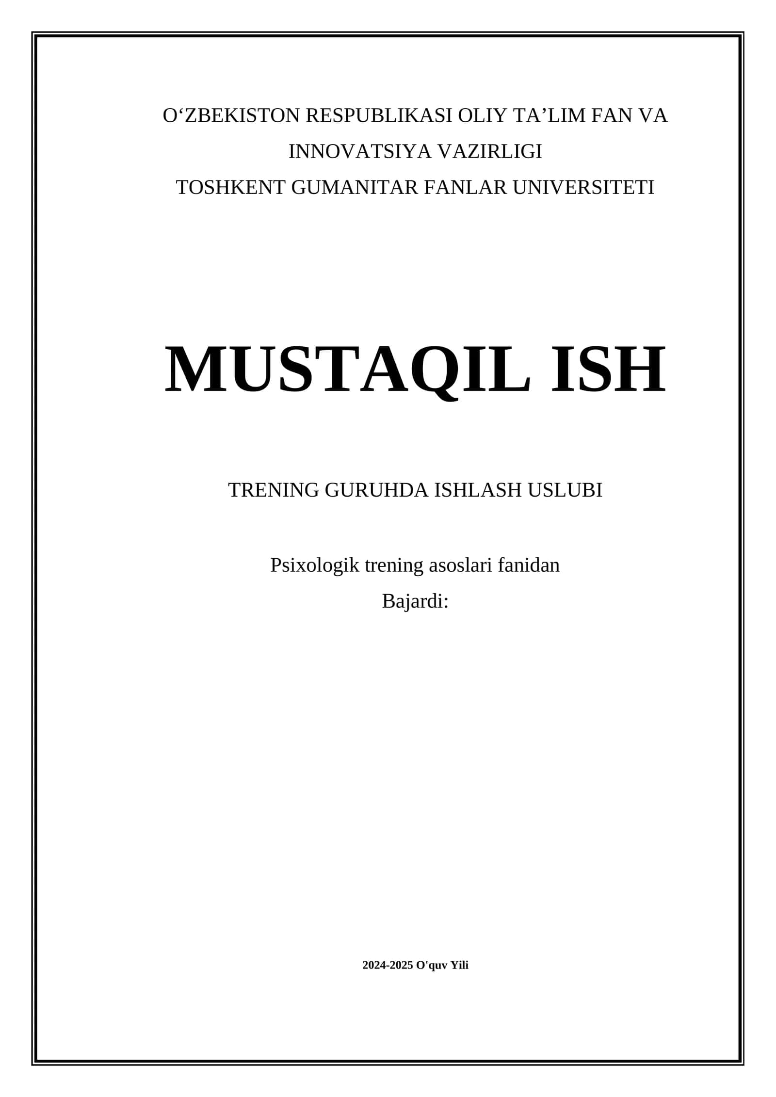 Guruhda Ishlash Uslubi Psixologik Trening 1