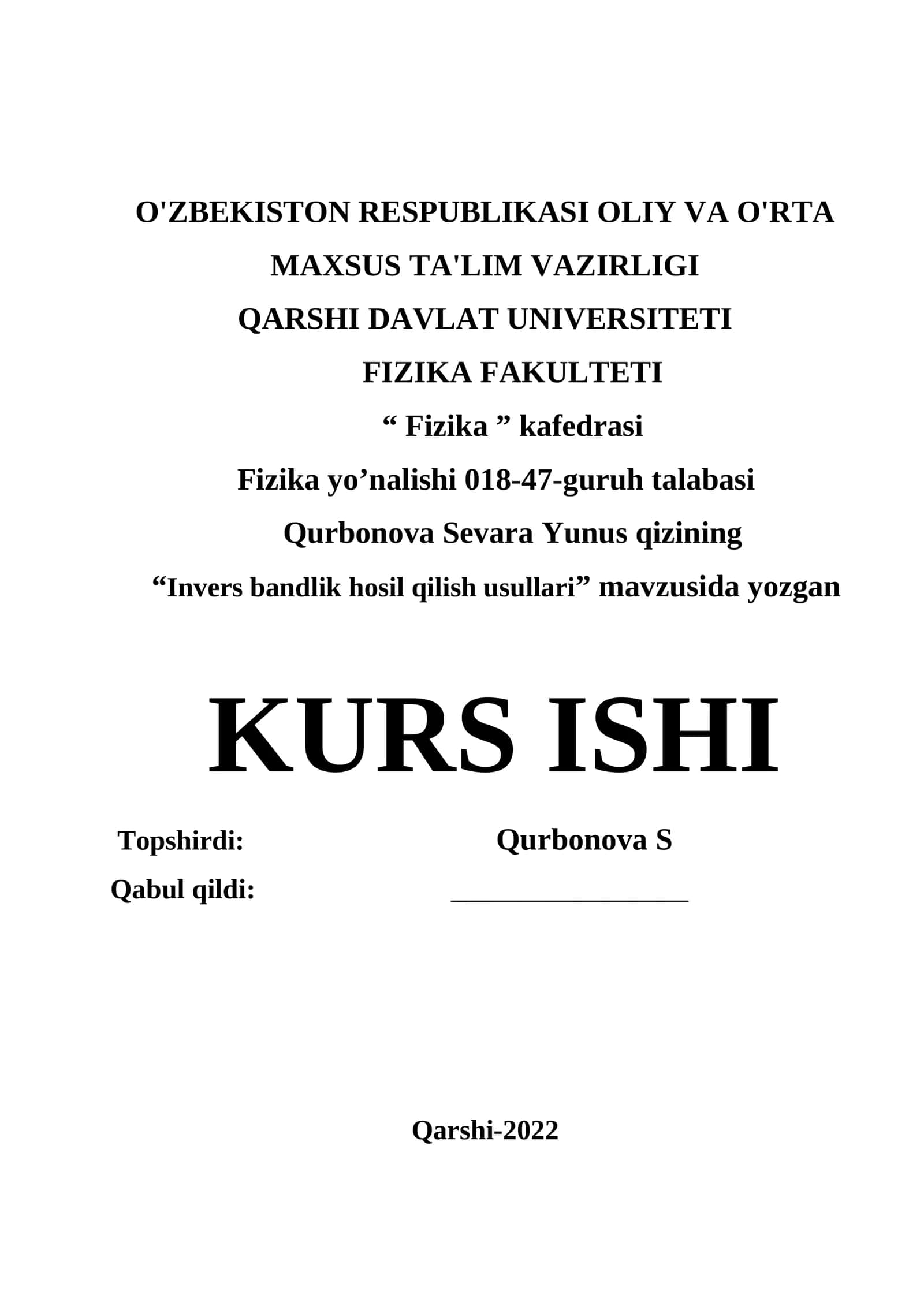 Invers bandlik hosil qilish usullari 1