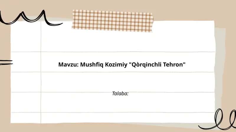 Qòrqinchli Tehronning Asosiy Syujeti 1