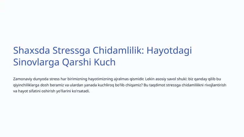 Stressga Chidamlilik 1