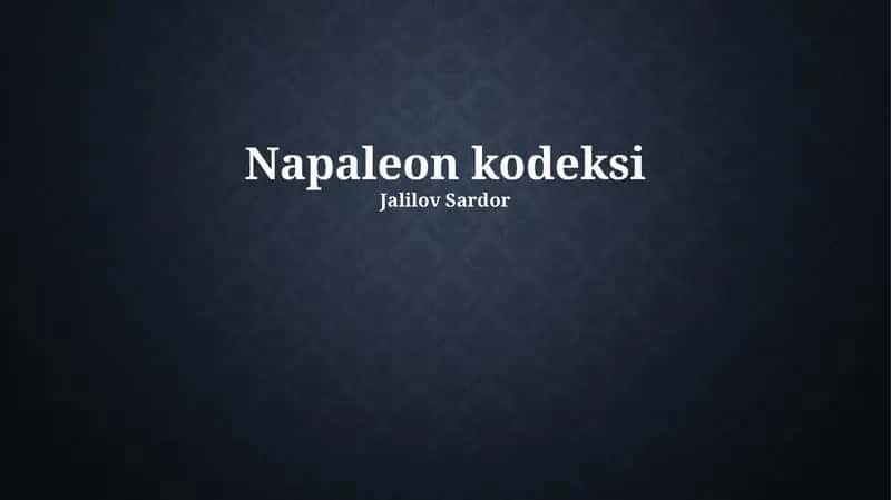 Napoleon Kodeksi 1