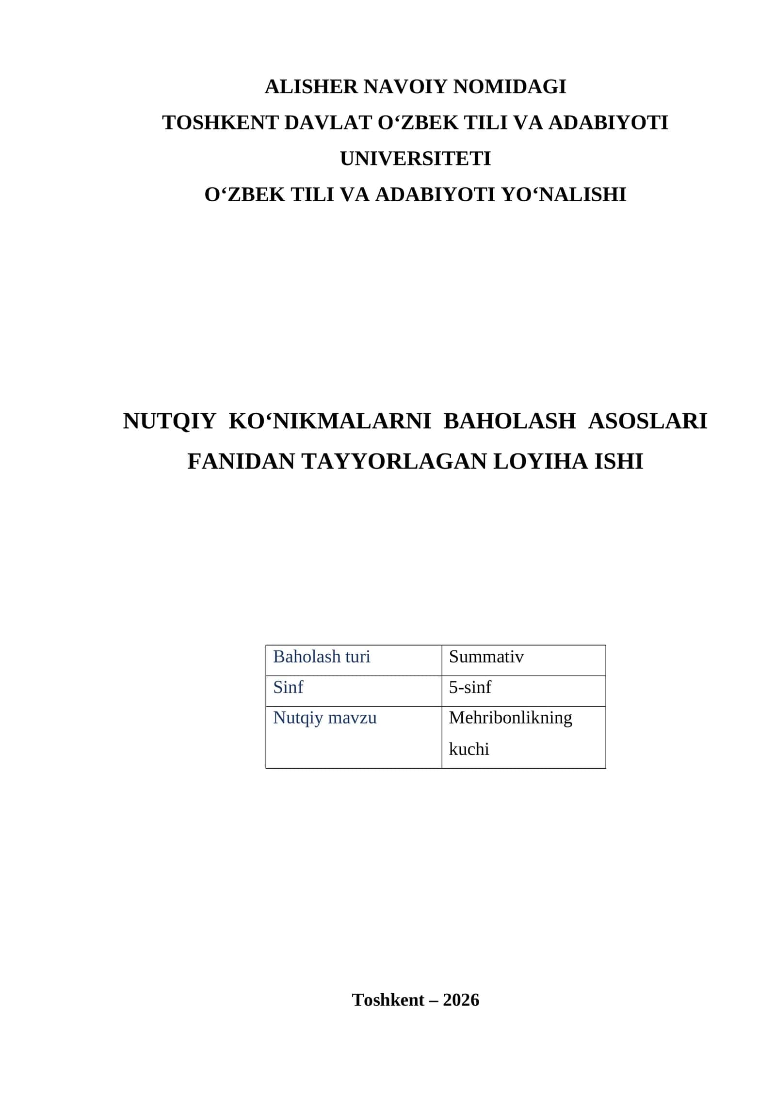 Nutqiy ko‘nikmalar baholash asoslari 1