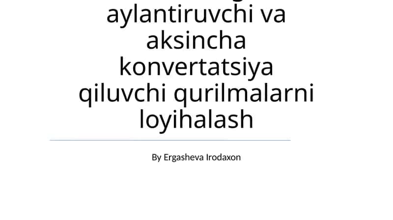 Real-vaqtli qayta ishlash va tizim loyihalash 1