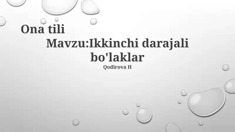 Ikkinchi darajali bo'laklar 1