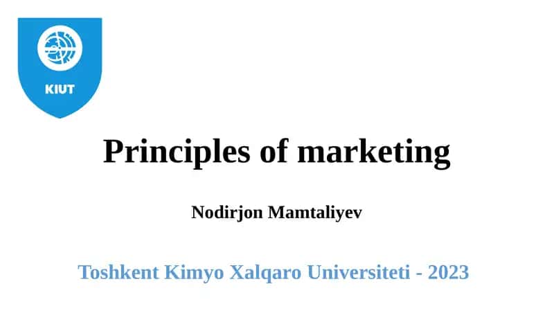 Principles of marketing 1