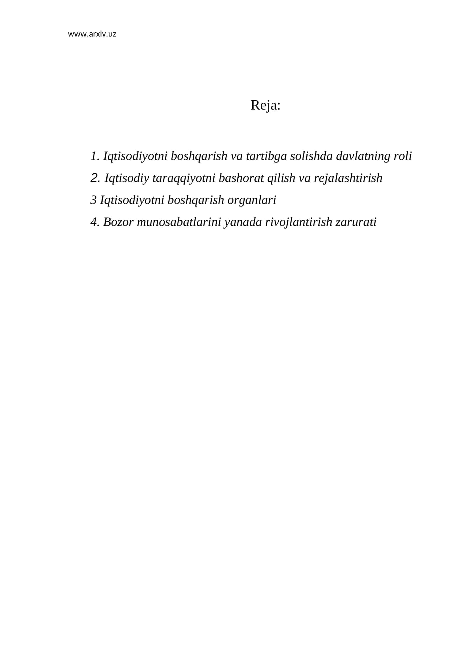 Iqtisodiyotni boshqarish va tartibga solishda davlatning roli 1