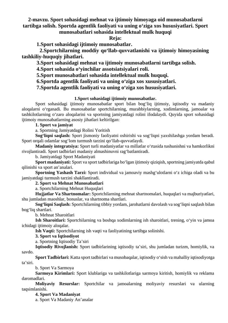 Sportning ijtimoiy munosabatlari 1