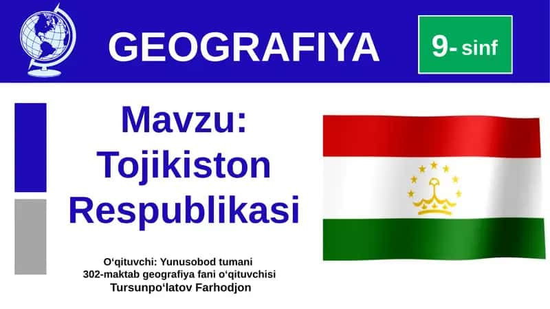 Tojikiston Respublikasi 9-sinf GEOGRAFIYA 1