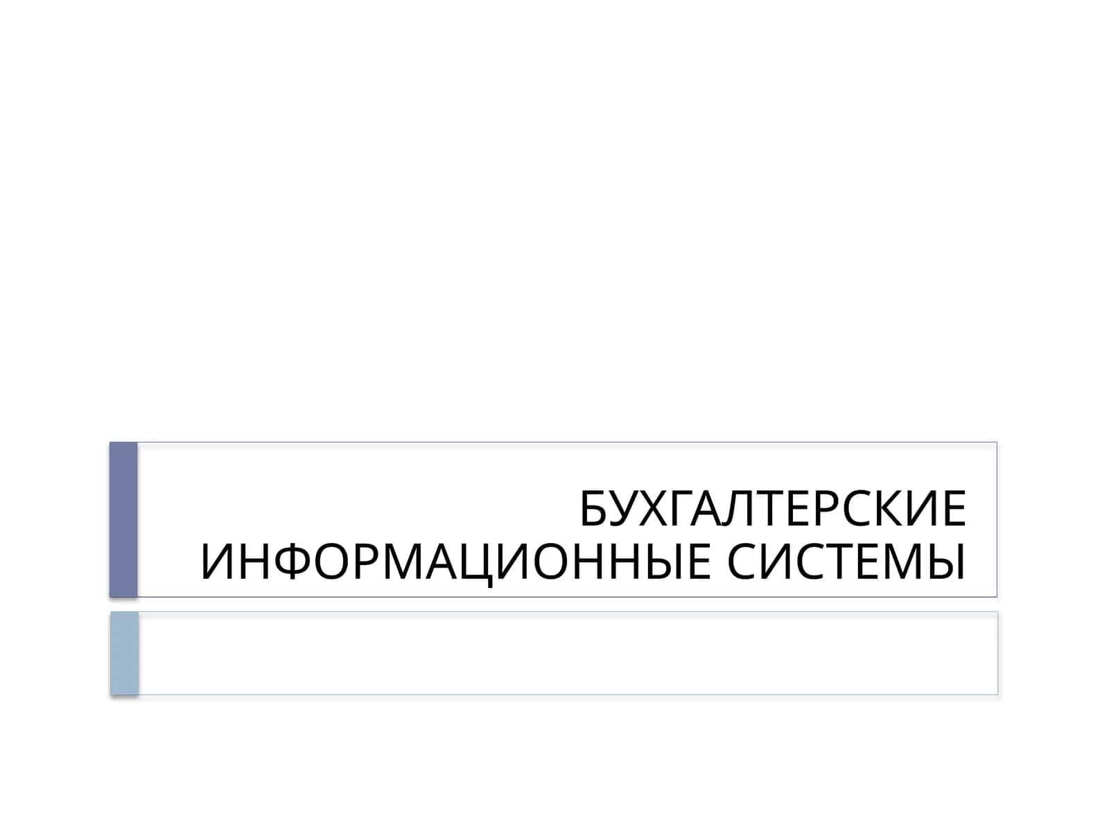 Бухгалтерские информационные системы 1