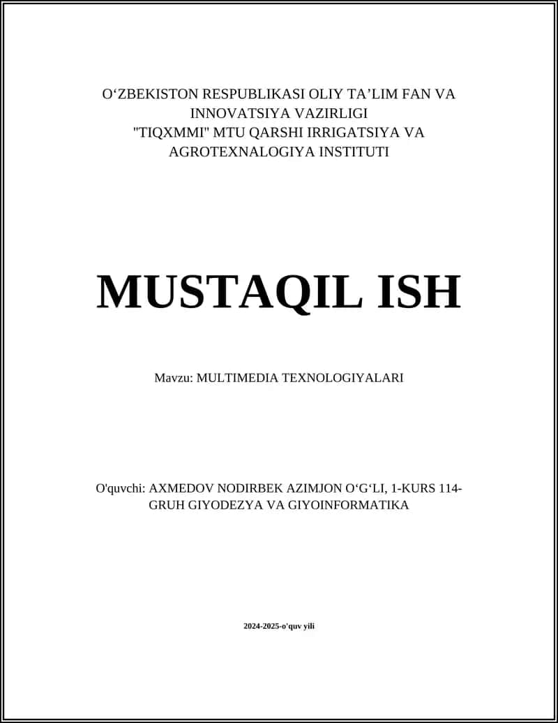 Multimediya Texnologiyalari 1