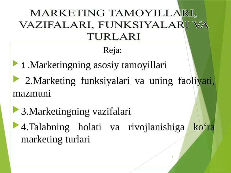 Marketingning asosiy tamoyillari 1