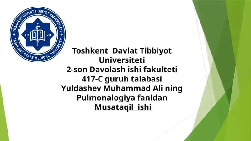 O'pkadan Qon Ketishi 1