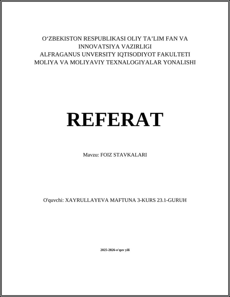 FOIZ STAVKALARI 1