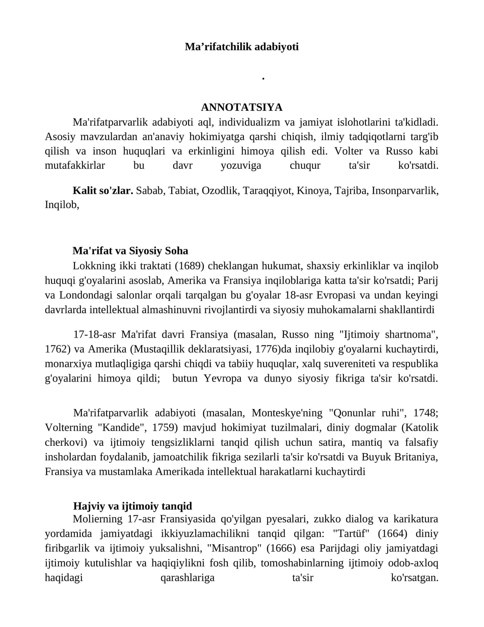 Ma'rifatchilik adabiyoti 1