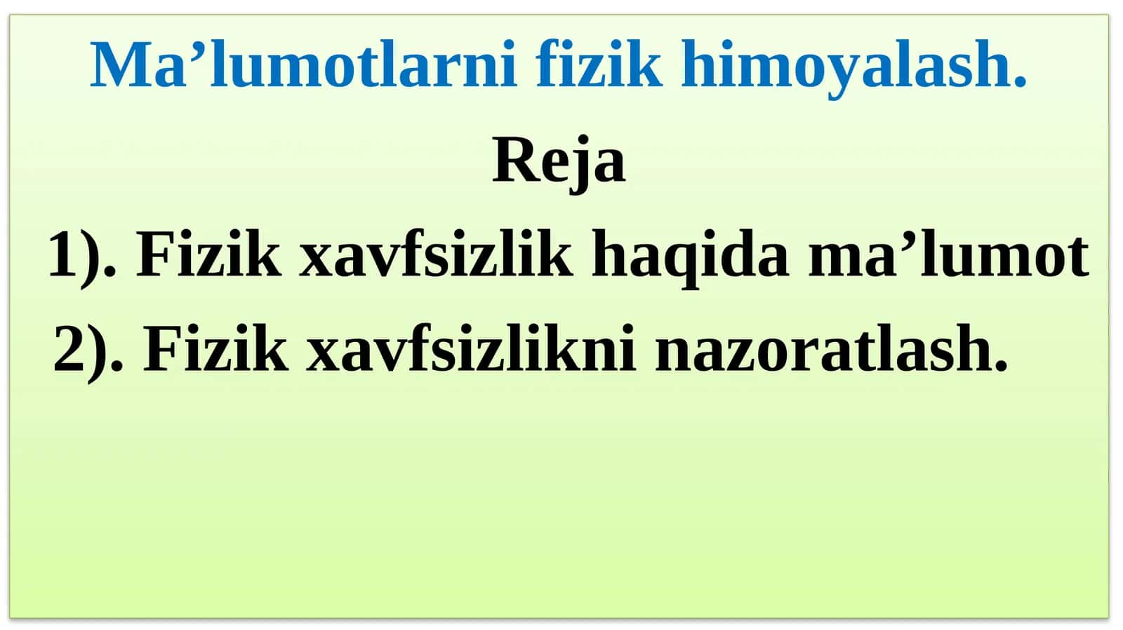 Fizik va himoya 1