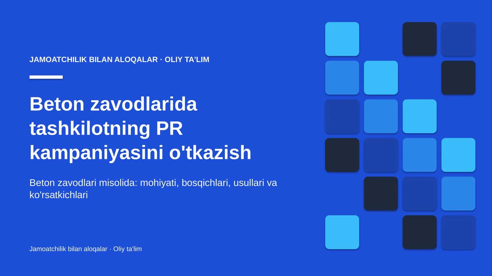 Beton zavodlarida tashkilotning PR kampaniyasini o'tkazish 1