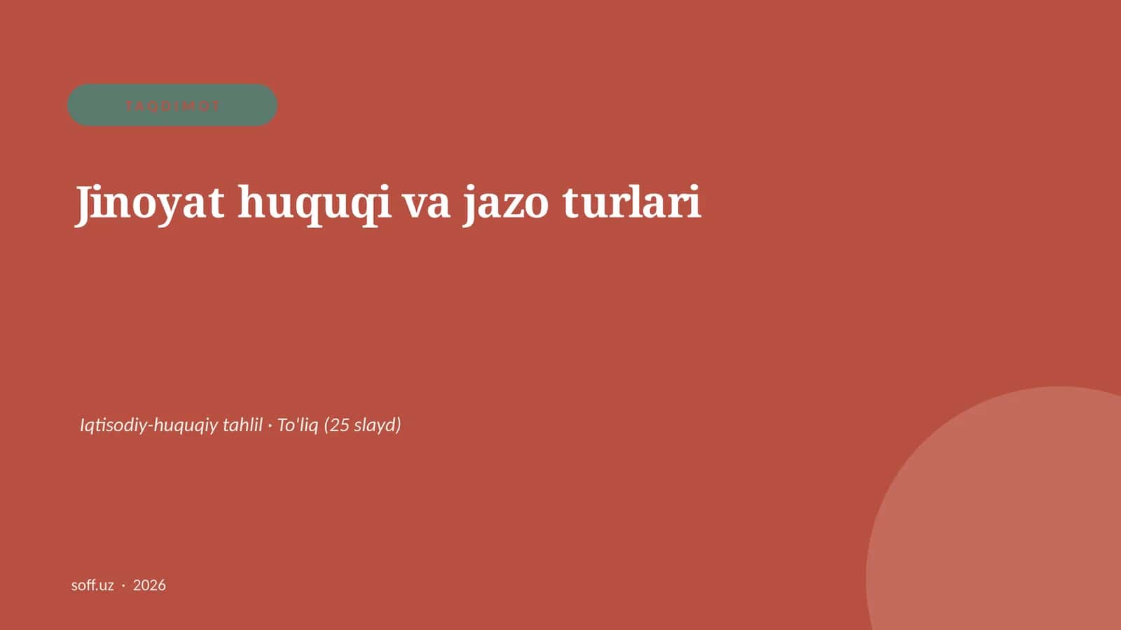 Jinoyat huquqi va jazo turlari 1
