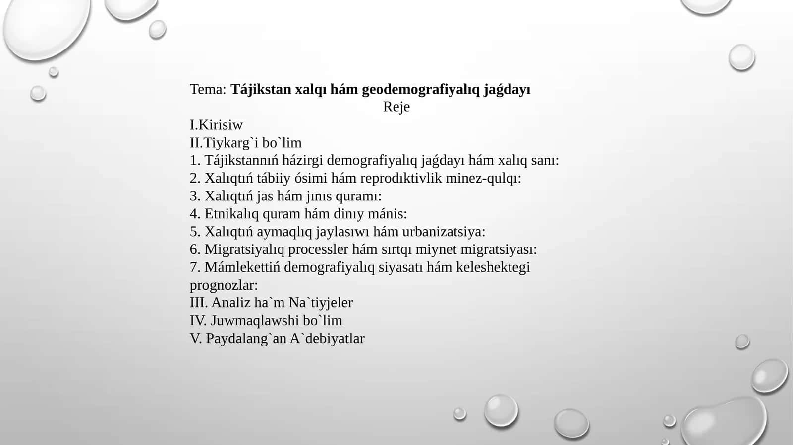 Tájikstan xalqı hám geodemografiyalıq jaǵdayı 1