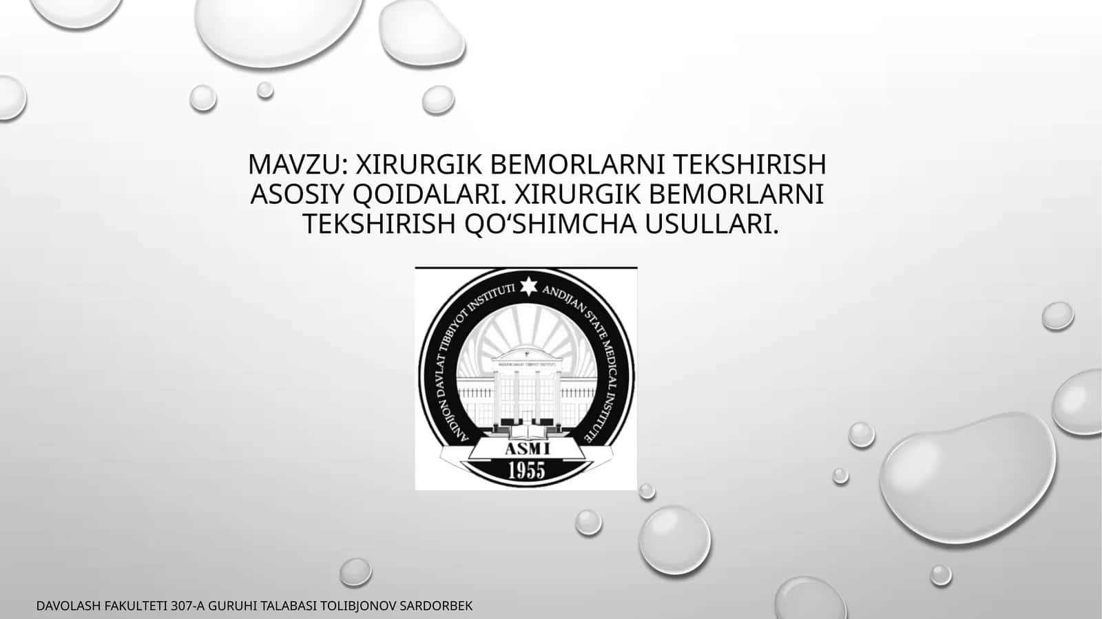 Xirurgik bemorlar tekshirish qoidalari va qo'shimcha usullari 1