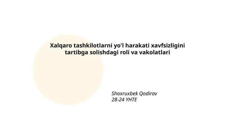 BMTning yo‘l harakati xavfsizligini tartibga solishdagi roli va vakolatlari 1