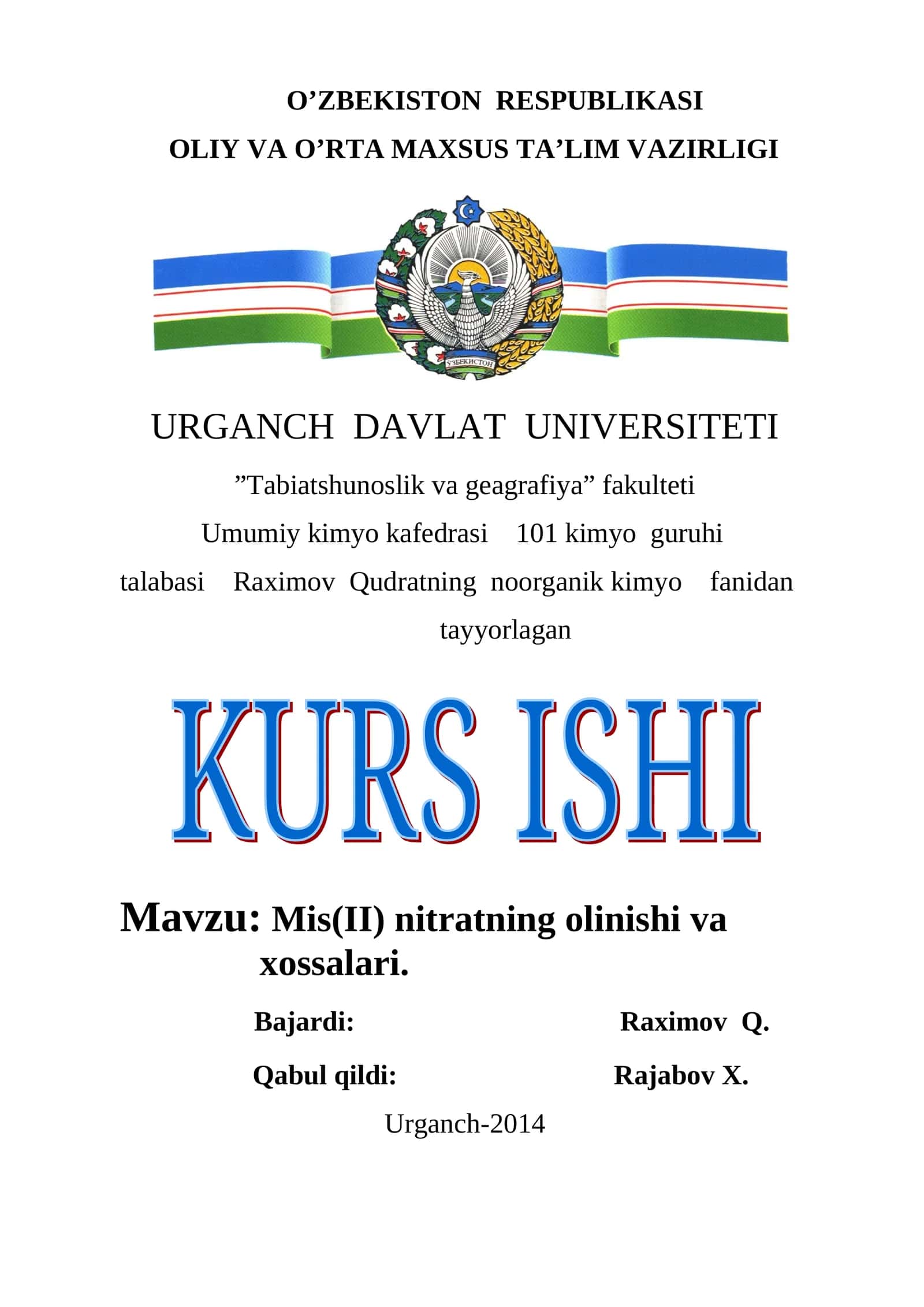 Mis(II) nitratning olinishi va xossalari 1